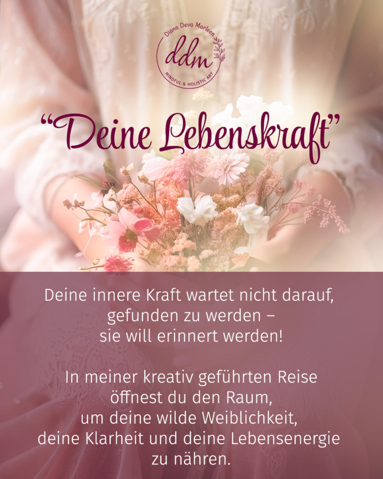 KREATIVE REISE mit JOURNAL und MEDITATION: Deine innere Kraft wartet nicht darauf, gefunden zu werden – sie will erinnert werden! In meiner kreativ geführten Reise öffnest du den Raum, um deine wilde Weiblichkeit, deine Klarheit und deine Lebensenergie zu nähren.