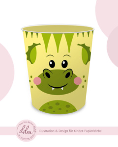 DDM_PapierkoerbeKids3. Design für Kinder Papierkörbe, Stil: Kawai Tiere. von Diana Deva Marleen. Dino papierkorb.